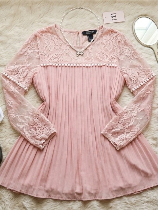 Forever 21 Dresses & Skirts - 🎀 VINTAGE Forever 21 Pink Lace Coquette Tunic Dress - M EUC